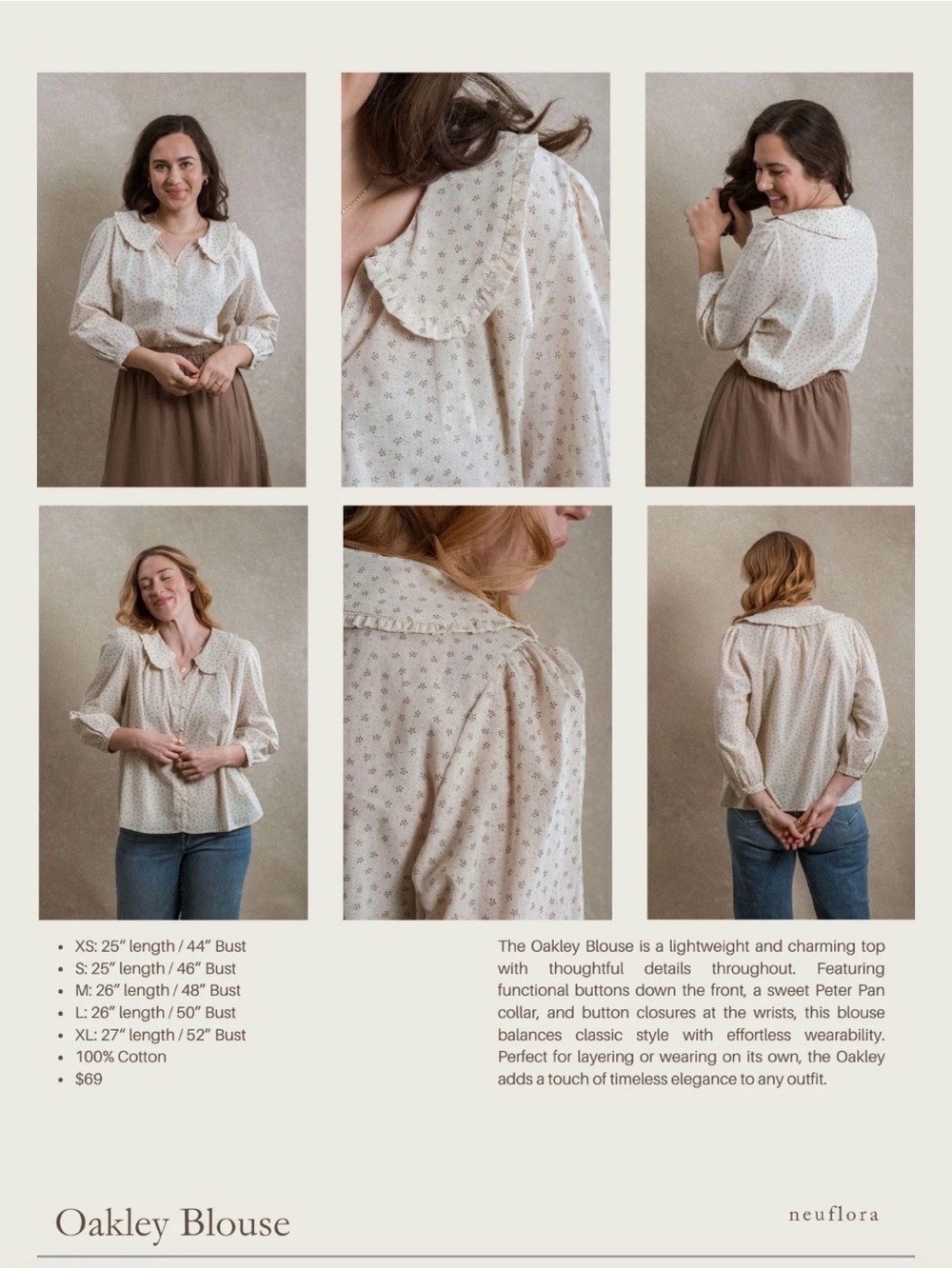 Neuflora Oakley Blouse in Cream Floral